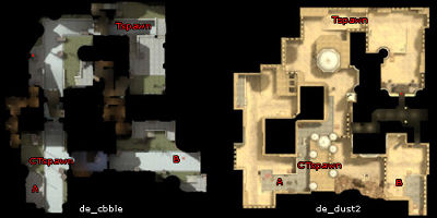 overview maps of Dust 2 and Cobble